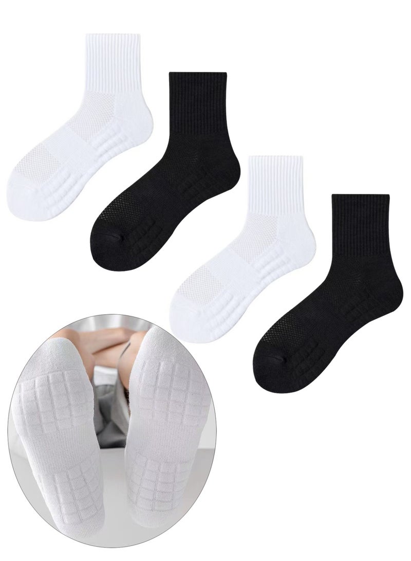   4 Pairs Mens Athletic Thick Cushioned Cushioned Crew Cotton Socks Running Hiking Multi Sports  Moisture Wicking Socks